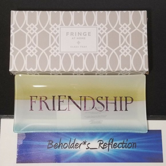 NEW Fringe at Home "Friendship" Glass Tray 8" x 3 1/2" - Picture 5 of 5